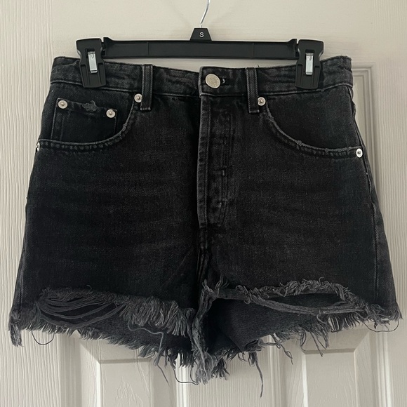 Zara Pants - Zara Black Jean Shorts with Distressed Hem